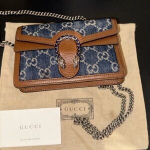 Gucci Denim and Brown Dionysus Mini Bag